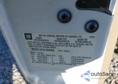 2002 Chevrolet Silverado 1500 Ls z USA, uszkodzony, nr VIN 2GCEC19T421254608